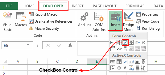 Excel add checkbox field in column template